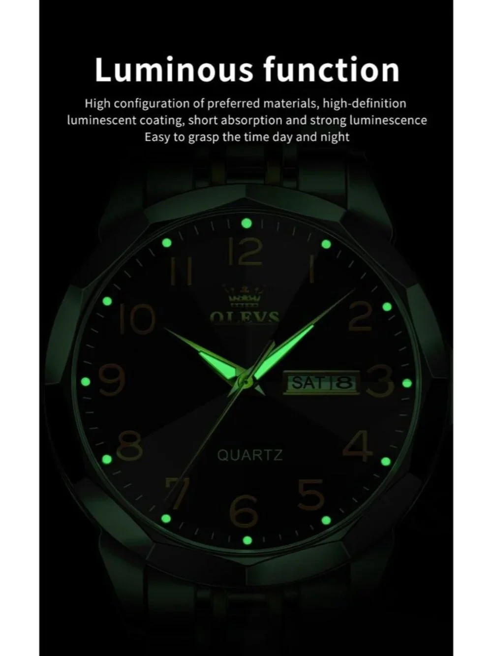 Men's Silver Black Analog Simple Business Stainless Waterproof Luminous Watch - Picture 5 of 6